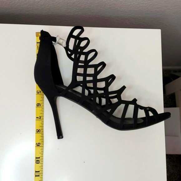 Breckelle's Spiked High Heels Black Size 10 Cut Out Ankle Buckle Prom Cocktail - Picture 13 of 16